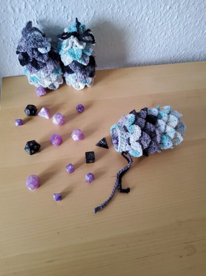 Dragon egg dice bag - grey and teal - Image 2