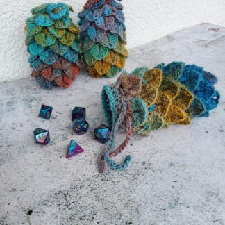 Dragon egg dice bag - teal and gold