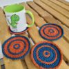 petrol and brown circle coasters - set of 4