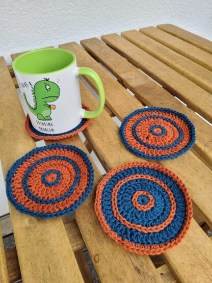 petrol and brown circle coasters - set of 4