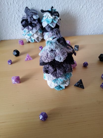 Dragon egg dice bag - grey and teal - Image 3