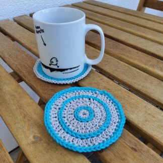 teal and grey circle coasters - set of 4
