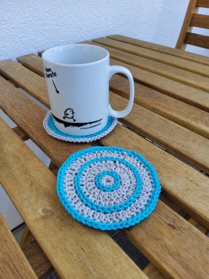 teal and grey circle coasters - set of 4