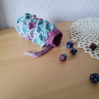 Dragon egg dice bag - pink and blue