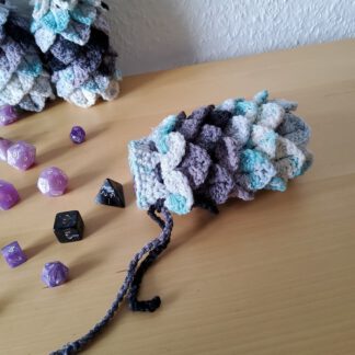 Dragon egg dice bag - grey and teal
