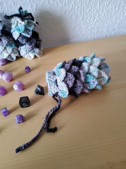 Dragon egg dice bag - grey and teal