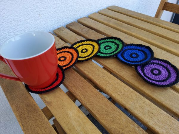Rainbow circle coasters - set of 6
