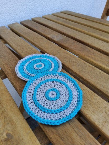 teal and grey circle coasters - set of 4 - Image 3