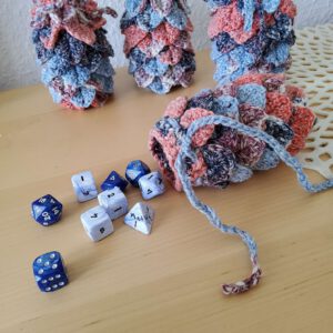 Dragon egg dice bag - coral and blue