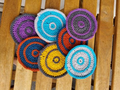 yellow and grey circle coasters - set of 4 - Image 3