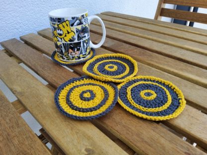 yellow and grey circle coasters - set of 4 - Image 2