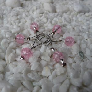 pink stitch markers for knitting, set of 6