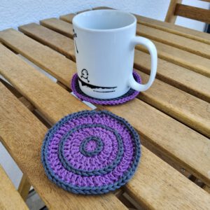 purple and grey circle coasters - set of 4