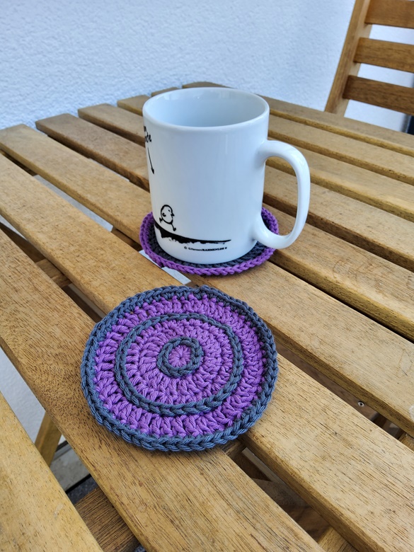 purple and grey circle coasters - set of 4