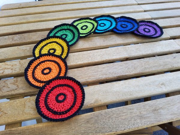 Rainbow circle coasters - set of 8