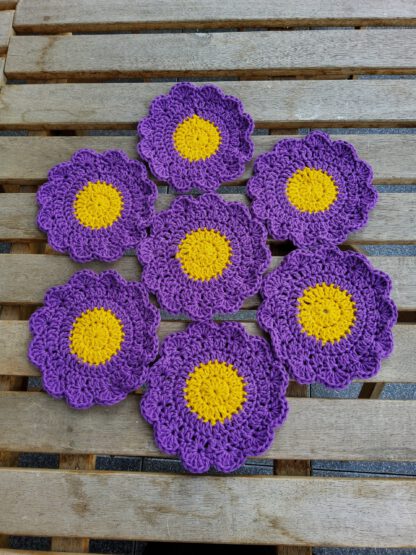 Flower coasters purple - set of 4 - Image 4