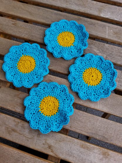 Flower coasters teal - set of 4 - Image 2
