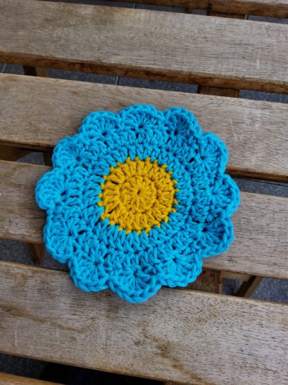 Flower coasters teal - set of 4 - Image 4
