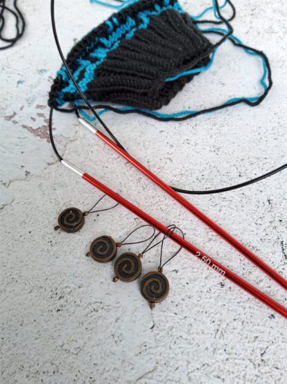 spirals stitch markers for knitting, set of 4