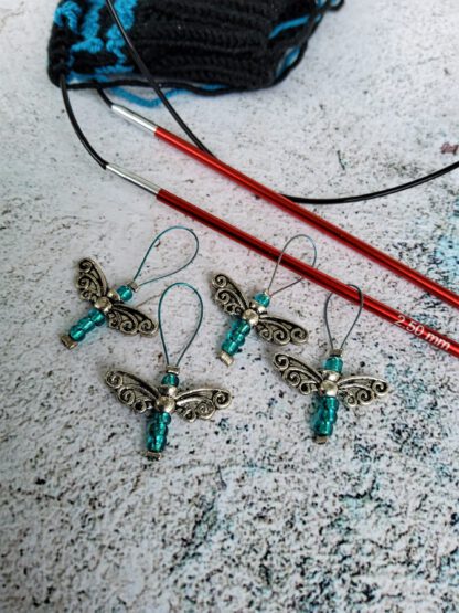 dragonfly stitch markers for knitting, set of 4