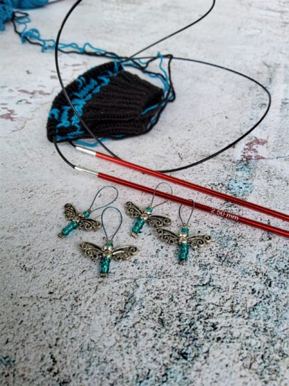 dragonfly stitch markers for knitting, set of 4 - Image 2
