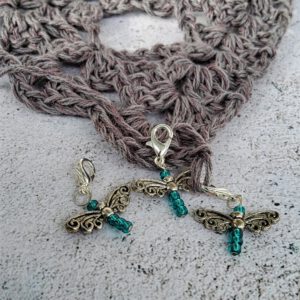 dragonfly stitch markers for crochet, set of 3