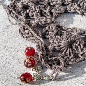 red glass stitch markers for crochet, set of 3