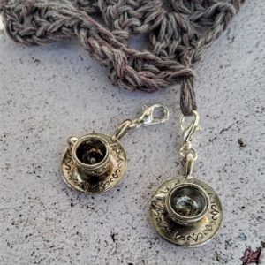 tea cup stitch markers for crochet, set of 2