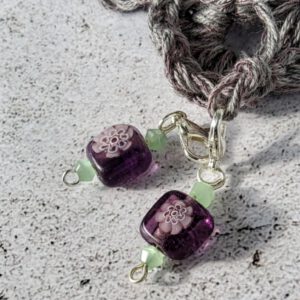 purple flower stitch markers for crochet, set of 2