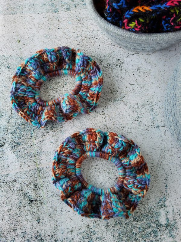 teal and brown scrunchie - Image 2