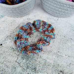 teal and brown scrunchie