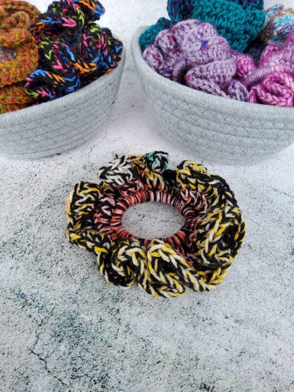 black and yellow scrunchie