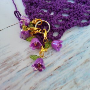 Bellflower stitch markers for crochet, set of 5