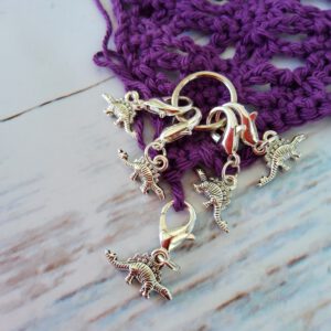 Stegosaur stitch markers for crochet, set of 5