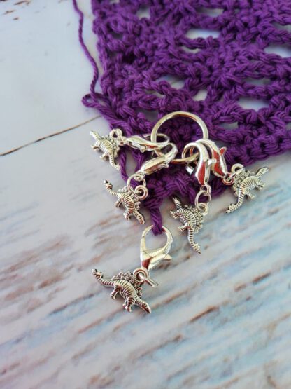 Stegosaur stitch markers for crochet, set of 5