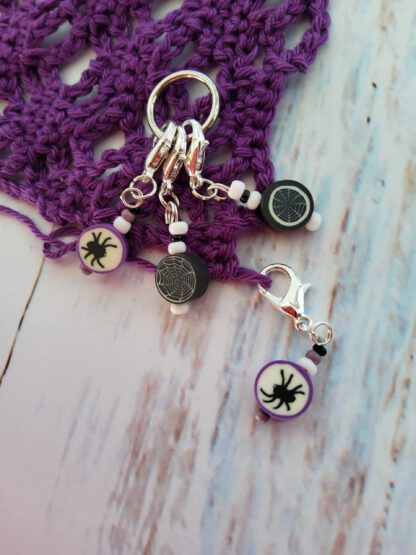 Itsy Bitsy Spider stitch markers for crochet, set of 4