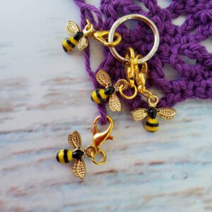 Bee stitch markers for crochet, set of 4