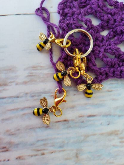 Bee stitch markers for crochet, set of 4
