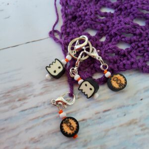 Boo ghost stitch markers for crochet, set of 4