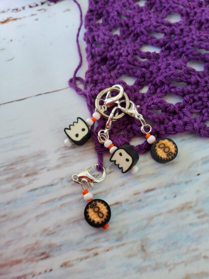 Boo ghost stitch markers for crochet, set of 4