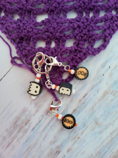 Boo ghost stitch markers for crochet, set of 4 - Image 3