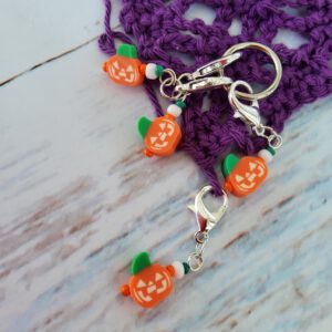 Jack o Lantern stitch markers for crochet, set of 4