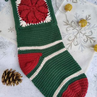 PDF crochet pattern - Poinsettia stocking