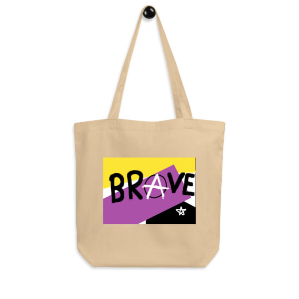 Brave Eco Tote Bag - deconstructed non-binary flag, enby pride - Image 3