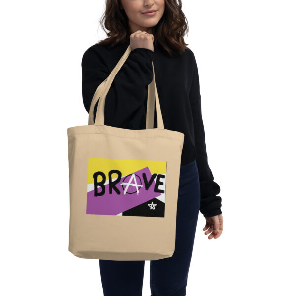 Brave Eco Tote Bag - deconstructed non-binary flag, enby pride - Image 4