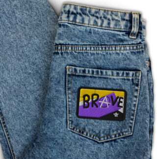 Brave Embroidered patch - deconstructed non-binary flag, enby pride