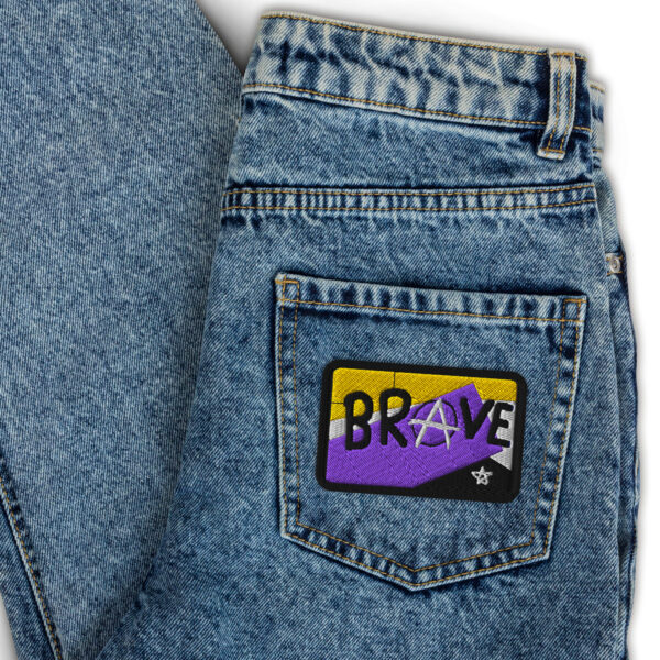 Brave Embroidered patch - deconstructed non-binary flag, enby pride