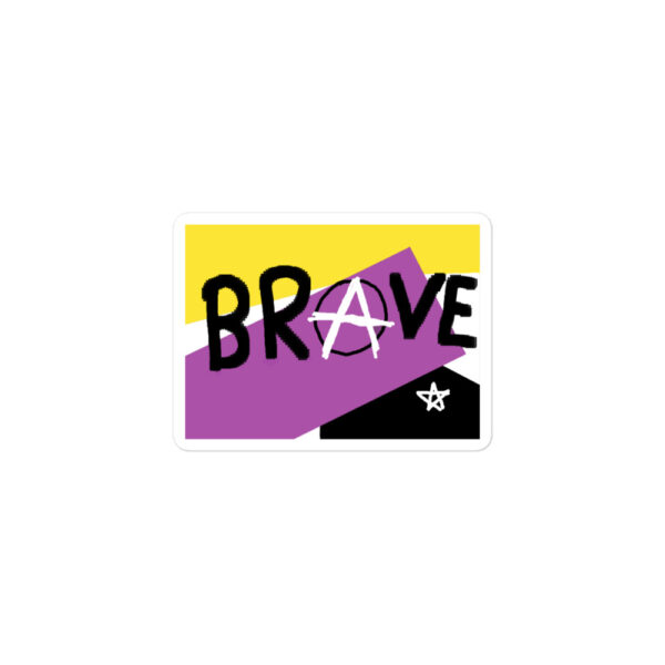 brave sticker - deconstructed non-binary flag, enby pride - Image 2