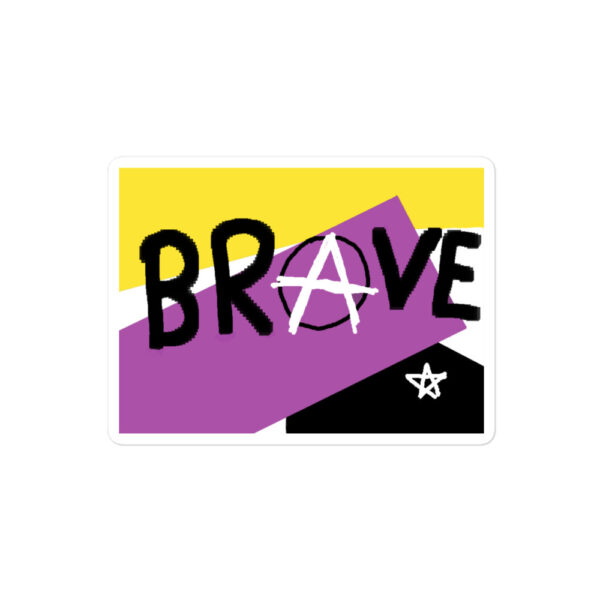 brave sticker - deconstructed non-binary flag, enby pride