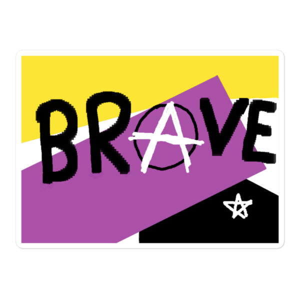 brave sticker - deconstructed non-binary flag, enby pride - Image 3